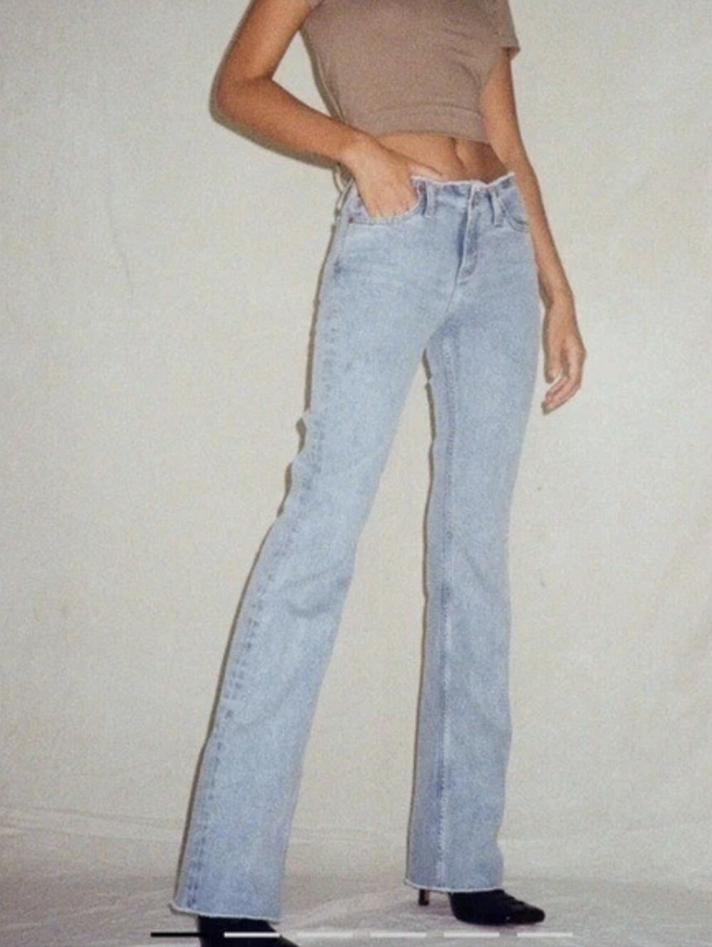 NWT Motel Rocks Light Blue Frayed Low Rise Jeans...Size:XS/31L